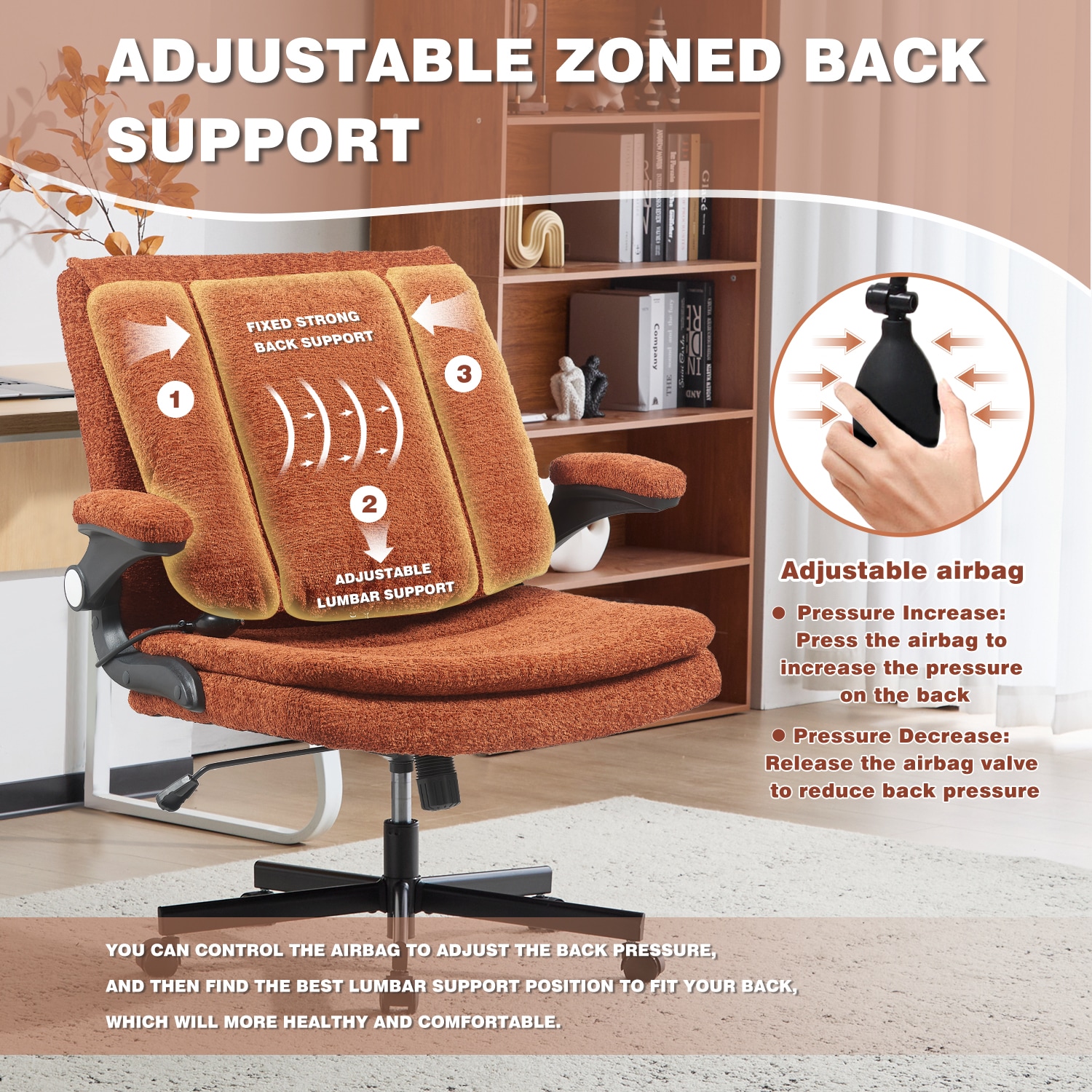 Ergonomic Office Chair With Airbag Lumbar Support And Flip Armrests_voghion.com